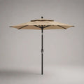 Ombrellone da giardino rotondo in poliestere e acciaio beige/nero Ø 300 x H 250 cm