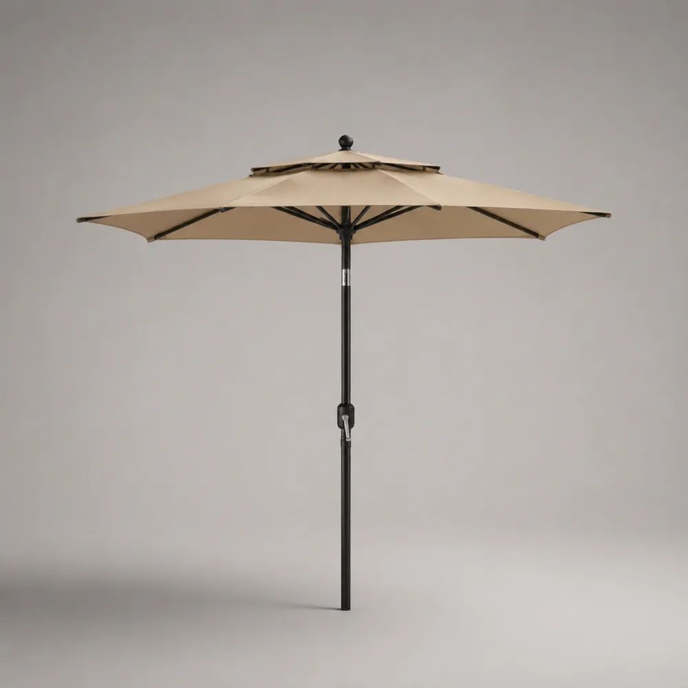 Ombrellone da giardino rotondo in poliestere e acciaio beige/nero Ø 300 x H 250 cm