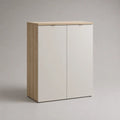 Armadio a 2 ante in truciolare melaminico bianco e rovere naturale, 80 x 40 x 100 cm