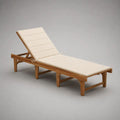 Lettino prendisole reclinabile da esterno in legno massello di acacia con cuscino crema, marrone, 200 x 65 x 35 cm