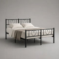 Letto matrimoniale 140 x 200 cm in acciaio nero con testiera e pediera decorate a cuore