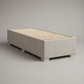 Letto singolo imbottito senza testiera con rete a doghe, tessuto beige, 100 x 210 x 45 cm, per materasso 90 x 200 cm