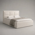 Letto matrimoniale imbottito bianco crema 160 x 200 cm con testiera e rete a doghe