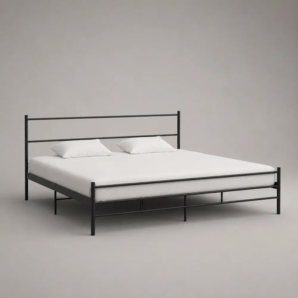 Letto matrimoniale 160 x 200 cm in acciaio nero con testiera e pediera, dimensioni 208 x 168 x 100 cm