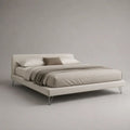 Letto matrimoniale imbottito in poliestere beige con rete a doghe, 160 × 200 cm