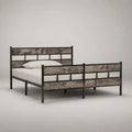 Letto singolo 90 × 200 cm con struttura in acciaio e MDF, nero, marrone e grigio