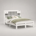 Letto matrimoniale 160 x 200 cm con testiera contenitore, 2 cassetti e struttura in legno e MDF, bianco