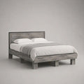 Letto matrimoniale 160 x 200 cm in pino massello grigio e antracite con testiera, 171 x 211 x 115 cm
