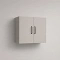 Armadietto pensile rettangolare in legno bianco con 2 ante e maniglie nere, 80 × 35 × 60 cm