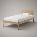 Letto singolo rettangolare in legno naturale 90 x 200 cm con testiera