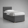 Letto singolo imbottito in poliestere grigio con testiera e rete 90 x 200 cm, dimensioni 101 x 211 x 110 cm